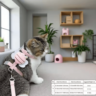 Inspire Curations BuzzBuddy Bee Cat Harness And Leash Set pink Bee 1.8m Rope s