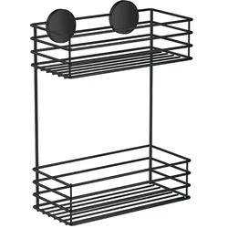 Smedbo Duschkorb doppelt. Schwarz. Selbstklebend. BB1202