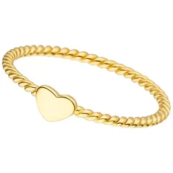 LEAF - RING TWIST MIT HERZCHEN - gold