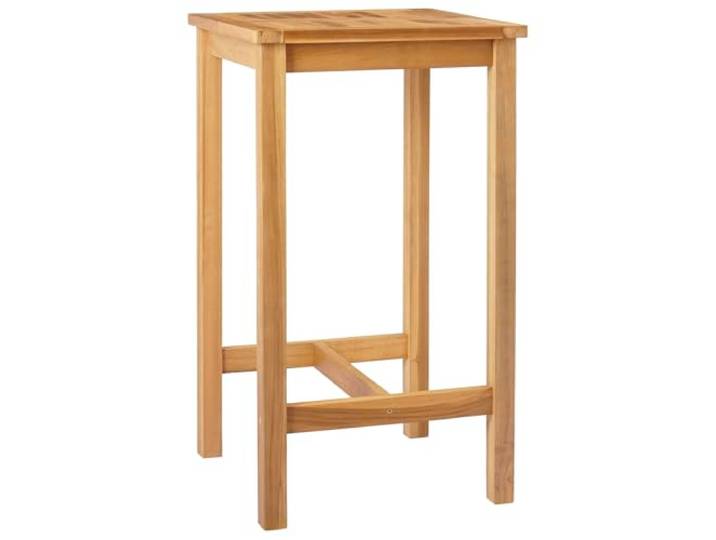 POUFGDR Bartisch, Teak, massiv, 60 x 60 x 105 cm Mit Fußstütze, Lattenplatte, wetterfest, für Terrasse, Garten, Terrasse
