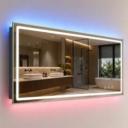 Relaxdays Badspiegel mit Hintergrundbeleuchtung Transparent