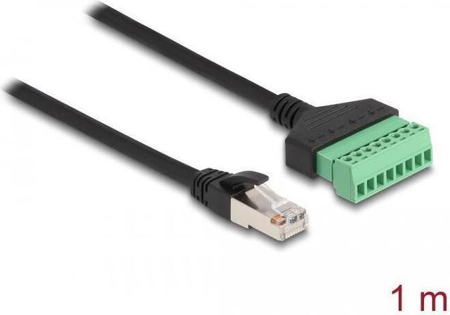 Delock RJ45-kabel Cat.6 met stekker naar klemmenblokadapter, 1 meter, 2-delig