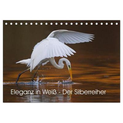 Eleganz in Weiß - Der Silberreiher (Tischkalender 2027 DIN A5 quer), CALVENDO Monatskalender