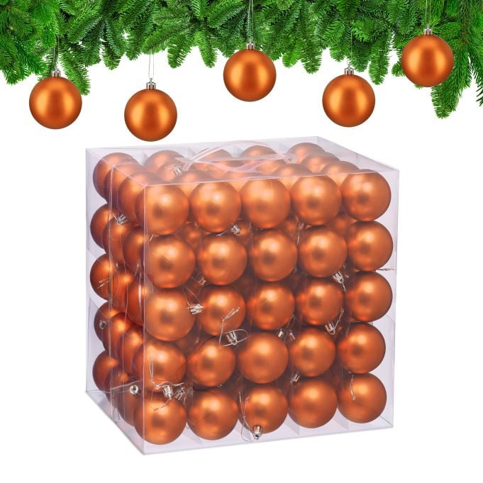 Relaxdays Kerstballen set van 100 stuks mat, Ø 6 cm