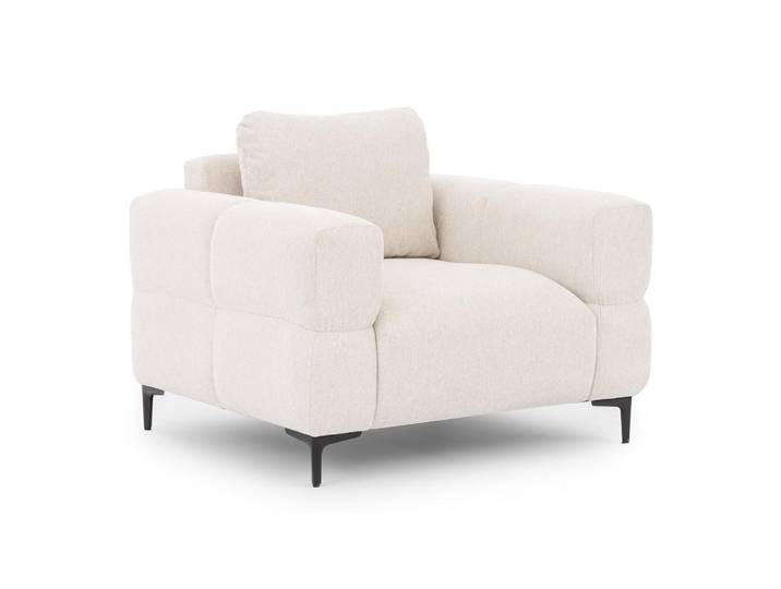 S-Style Sessel Cardea in Bubble-Optik aus weichem Creme Strukturstoff mit hohem Sitzkomfort, Echtholz, Teilmassiv,Birke, Buche, Füllung: Polyetherschaumkern,Polyetherschaumkern, 102x80x97 cm, Wohnzimmer, Sessel, Polstersessel