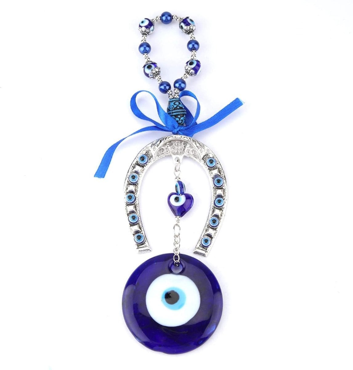 SnelShoppen Blauw Boze Oog Amulet Wanddecoratie - Glazen Geluksbrenger Ornament - 15 cm