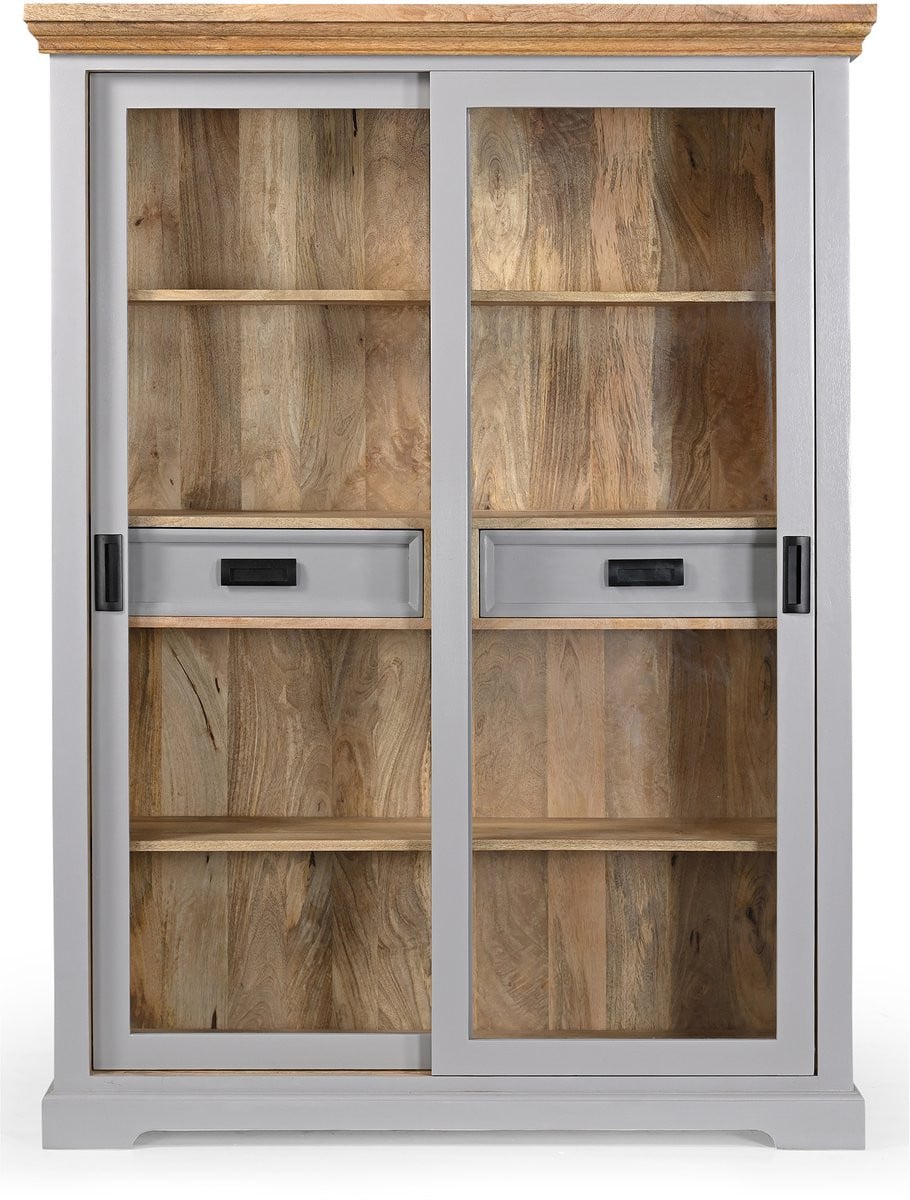 Alpinist Highboard met 2 glazen deuren en 2 laden - Grijs