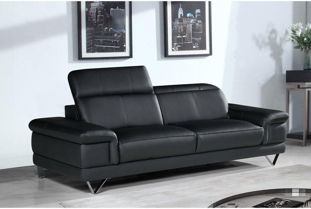 Borough Wharf Sofa Black Genuine Leather 3