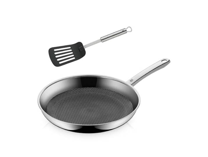 WMF Profi Resist Bratpfanne Induktion 28 cm, Wabenpfanne mit Pfannenwender, Mehrschichtmaterial antihaftbeschichtet, kratzfeste Wabenstruktur, Edelstahlgriff, für alle Herdarten geeignet, backofenfest