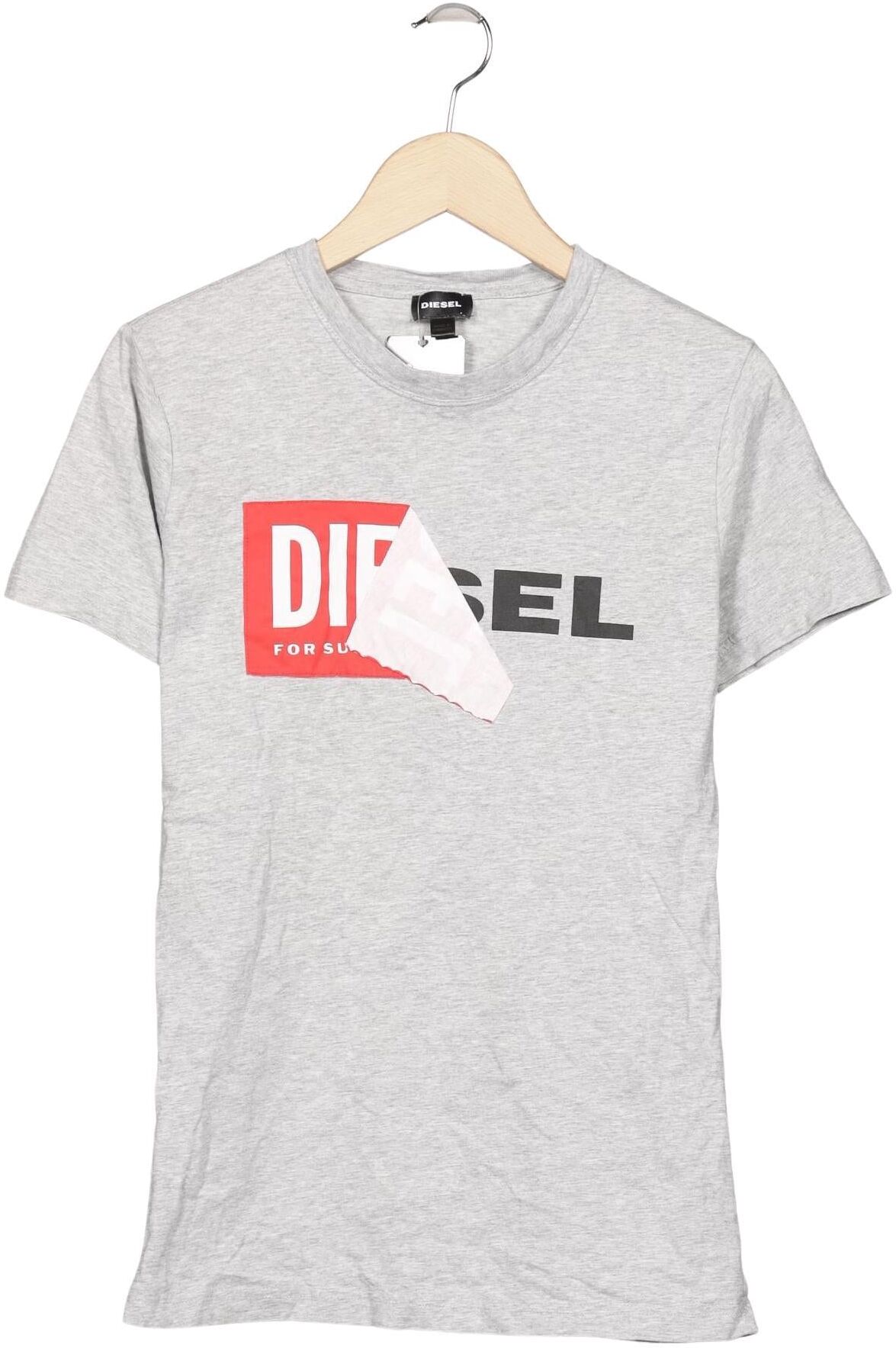 Diesel Herren T-Shirt, Grau, Gr. S, Baumwolle - Second Hand
