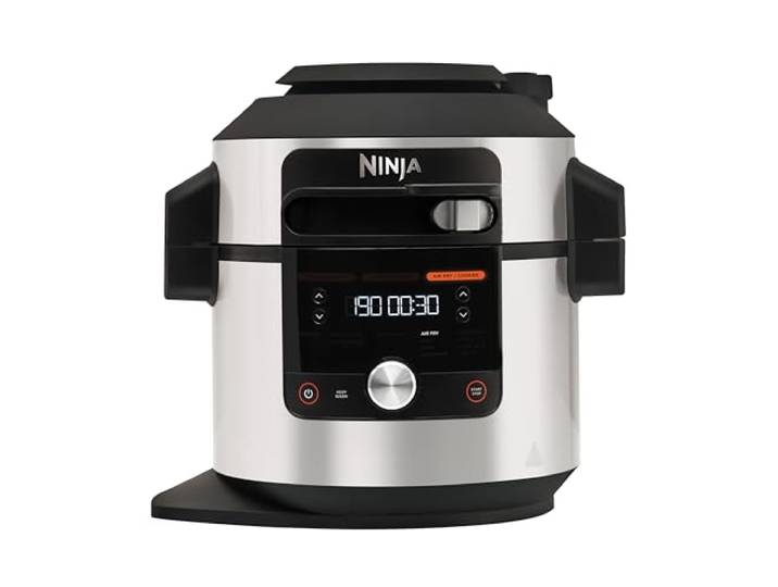 Ninja Foodi MAX Multikocher mit SmartLid, 7,5L, 12-in-1 Multicooker, Pressure Cooker Schnellkochen, Airfryer Heißluftfrittieren, Slow Cooker Langsamkochen, Edelstahl, OL650EU