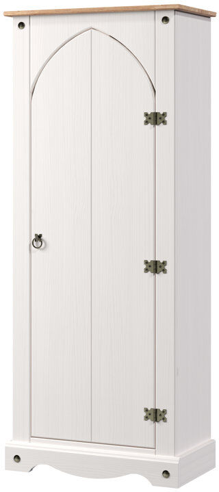Breakwater Bay Conti Pantry, cupboard unit, finished with a White and Antique Wax, corona design White;Natural;Weiß 143.5cm H X 60cm W X 31.6cm D