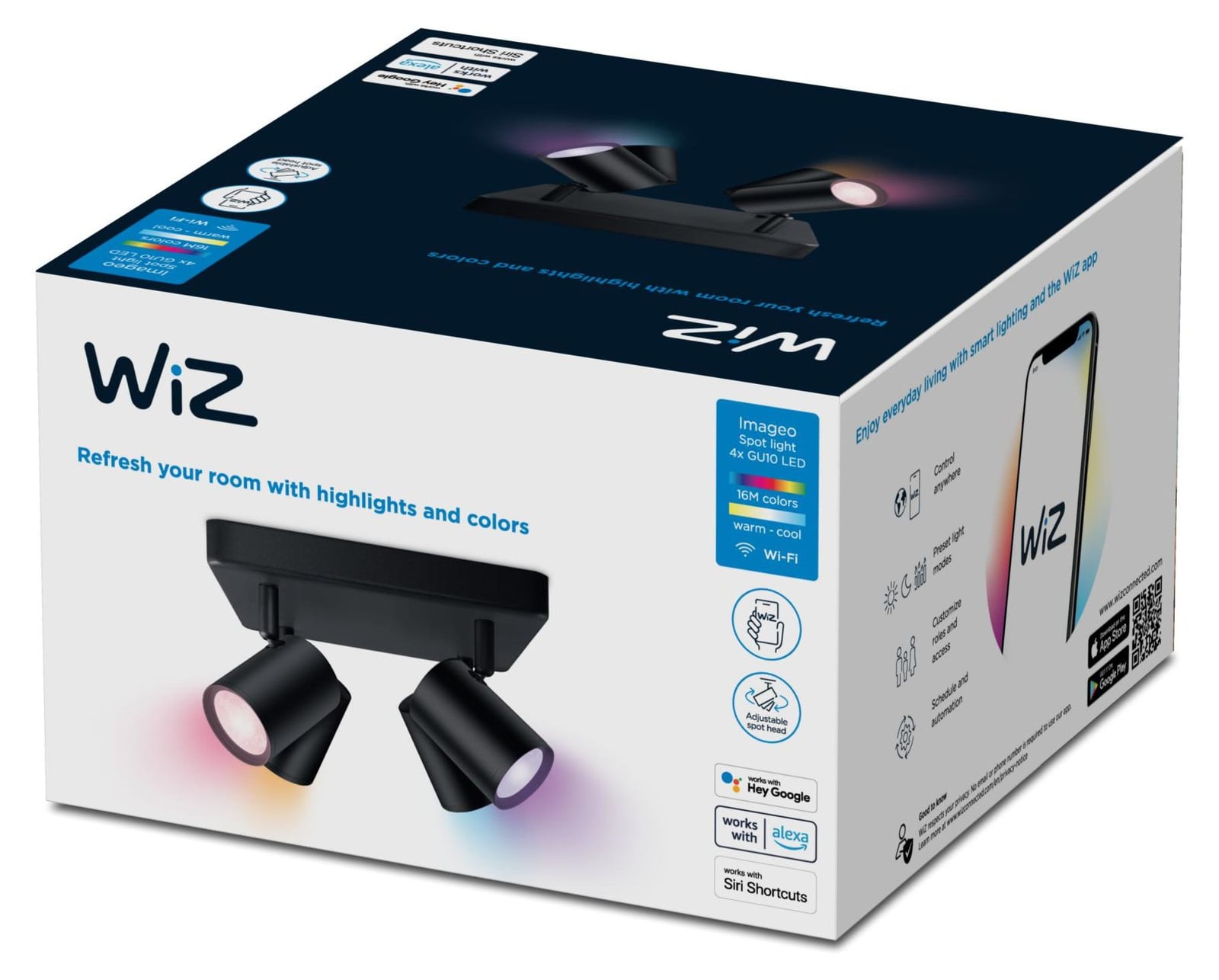 WiZ Imageo Smart 4-lichts opbouwspot - zwart