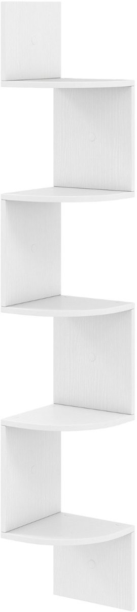 Merkloze 5-laagse hangende hoekboekenkast voor de woonkamer of slaapkamer, Wit, H x B x D: 126 x 20 x 20 cm