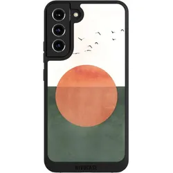 Nivocase Handyhülle für Samsung Galaxy S22+ Hülle NIVOpure Case Schwarz Sonnenschein Sonnenuntergang Vogel (Samsung Galaxy S22+), Smartphone Hülle, Schwarz