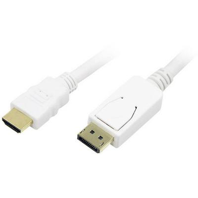LogiLink DisplayPort / HDMI Adapterkabel DisplayPort Stecker, HDMI-A Stecker 2.00 m Weiß CV0055 vergoldete Steckkontakte DisplayPort-Kabel