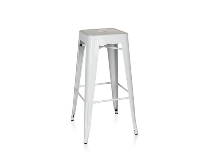 hjh OFFICE Barhocker aus Metall, stapelbarer Hocker Industrial Design Tresenhocker bis 150 kg belastbar, stabile Stahlkonstruktion, Weiß