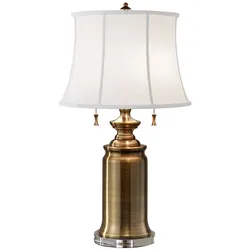 Tischleuchte Beistelllampe Nachttischleuchte Stahl Messing H 68,6 cm 2 Flammig