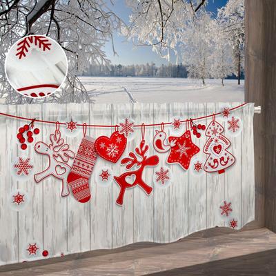 Scheibengardine OTTO HOME "Alphie, 1 Stangendurchzug, blickdicht, weihnachtliches Motiv" Gr. 4, rot, B:120cm H:45cm, Polyester, Gardinen, rot, weiß Farben, weihnachtliches Motiv
