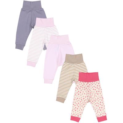 Pumphose TUPTAM "Pumphose Baby Lange Pumphose 5er Pack", Mädchen, Gr. 74, N-Gr, pink (grau pink beige streifen herzen streifen), Obermaterial: 100% Baumwolle CO., Hosen