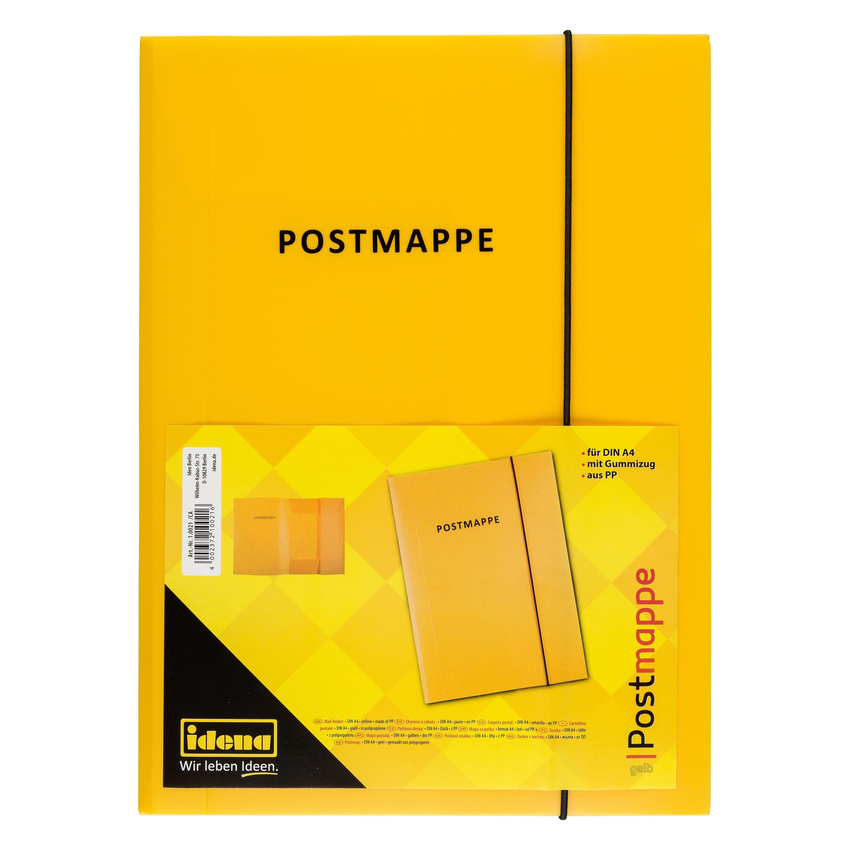 Idena Postmappe A4 PP mit Gummizug gelb (A4) (22691748)