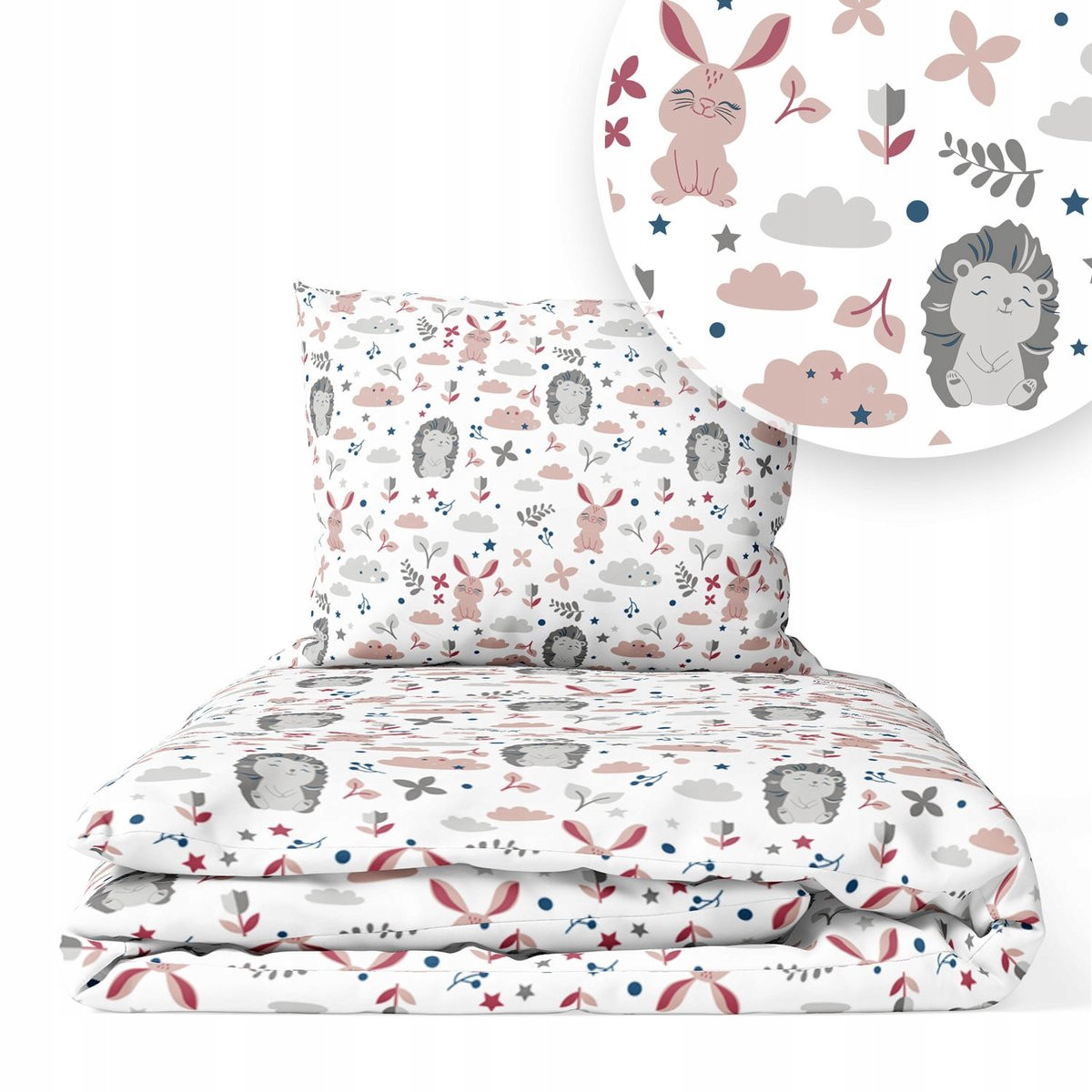 Ankras Kinderbeddengoed 2-delig met Egel & Konijn Print, 120x160 cm en 50x70 cm