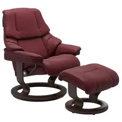 Stressless Sessel mit Hocker Reno Classic Leder Rot Batick Bordeaux M (Medium)