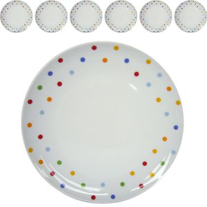Van-Well Teller Capri, Essteller flach, Porzellan, rund, Ø 27 cm, weiß / bunt, 6 Stück