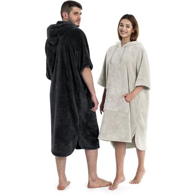 Badeponcho OTTO HOME "Lillou, Surfponcho ideal für Sauna, Spa & im Urlaub" Gr. XXL, beige (sand), L:130cm, Microfaser, Hausmäntel, weich und kuschelig, plüsch, Fleece, Unisex, für Damen und Herren