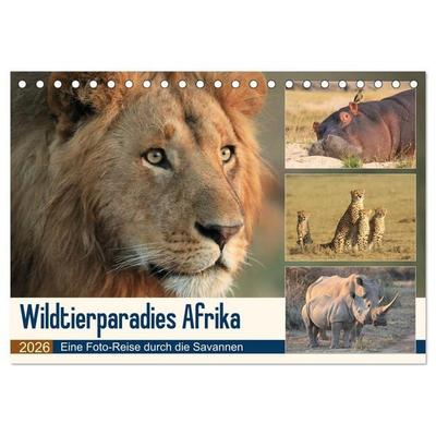 Wildtierparadies Afrika - Eine Foto-Reise durch die Savannen (Tischkalender 2026 DIN A5 quer), CALVENDO Monatskalender