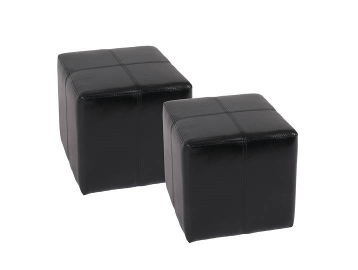 Sitzwürfel Hocker Sitzhocker Onex, Leder + Kunstleder, 36x36x36cm, MVG-zertifiziert 2er Set, schwarz
