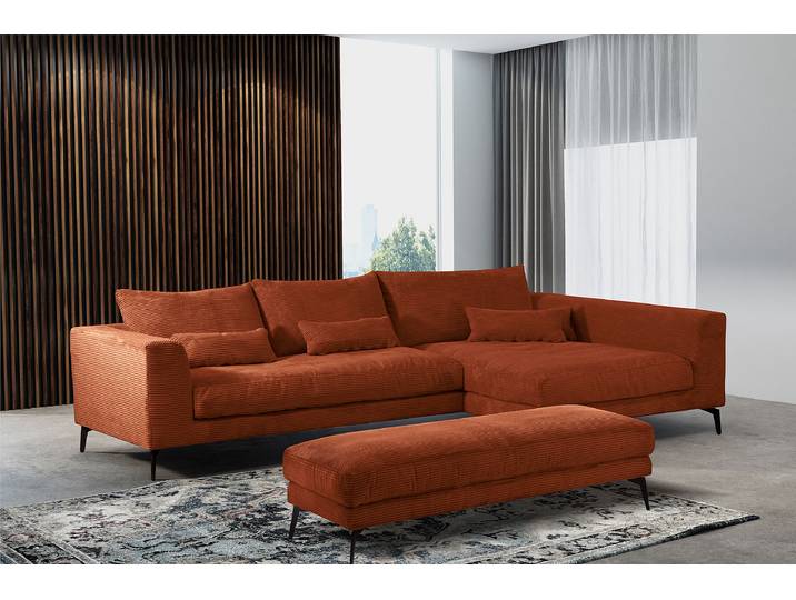 Repose-pieds 163 x 46 x 62cm Cuivre/Marron Velours côtelé Lola: Cuivre
