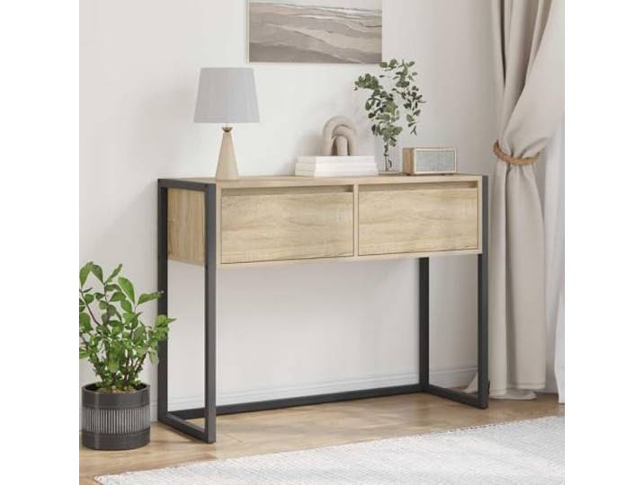IBUQDDV Beistelltisch Sonoma 100 x 36 x 75 cm Holzwerkstoff mit Stahlbeinen 100x36x75cm, Holzwerkstoff, Stahlbeine, Industrie-Look, einfache Montage, pflegeleichte Oberfläche