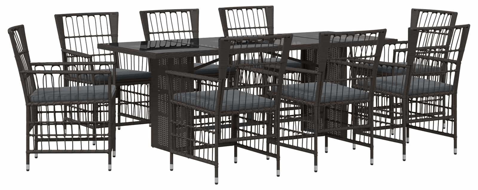 Outdoor-Essgruppe 9 stk. Schwarz Poly-Rattan