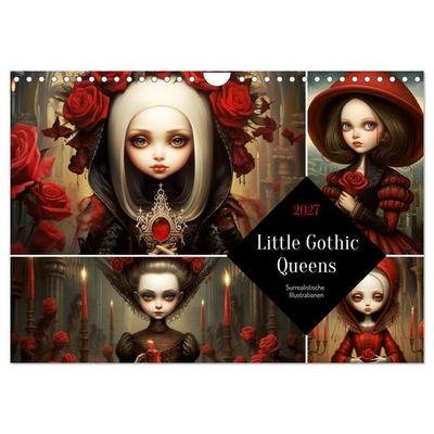 Little Gothic Queens. Surrealistische Illustrationen (Wandkalender 2027 DIN A4 quer), CALVENDO Monatskalender