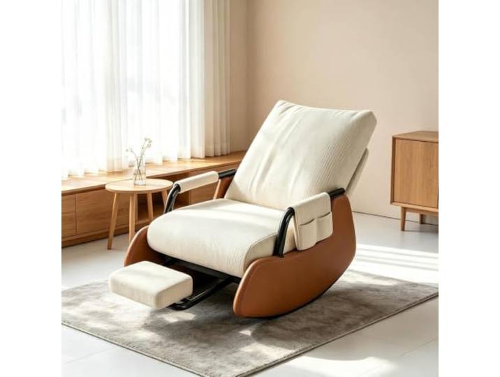 kumamart Fernsehsessel Relax mit Praktischer Seitentasche Ergonomischer Schaukelstuhl mit ausziehbarer Fußstütze und Seitentasche für tägliche Entspannung.