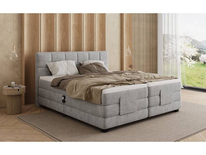 Boxspringbett Monaco - elektrisch verstellbar in Samt - 120x200 - Anthrazit - H3 (70-100kg) - Luxusbetten24