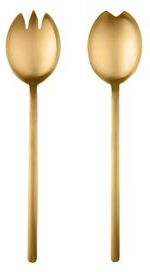 Mepra Stainless Steel w/PVD Titanium Coating Due Ice Oro Salad Servers (Fork and Spoon)