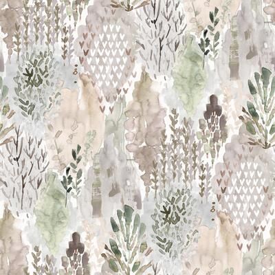 RoomMates Taupe Watercolor Tree Mosaic Peel and Stick Wallpaper