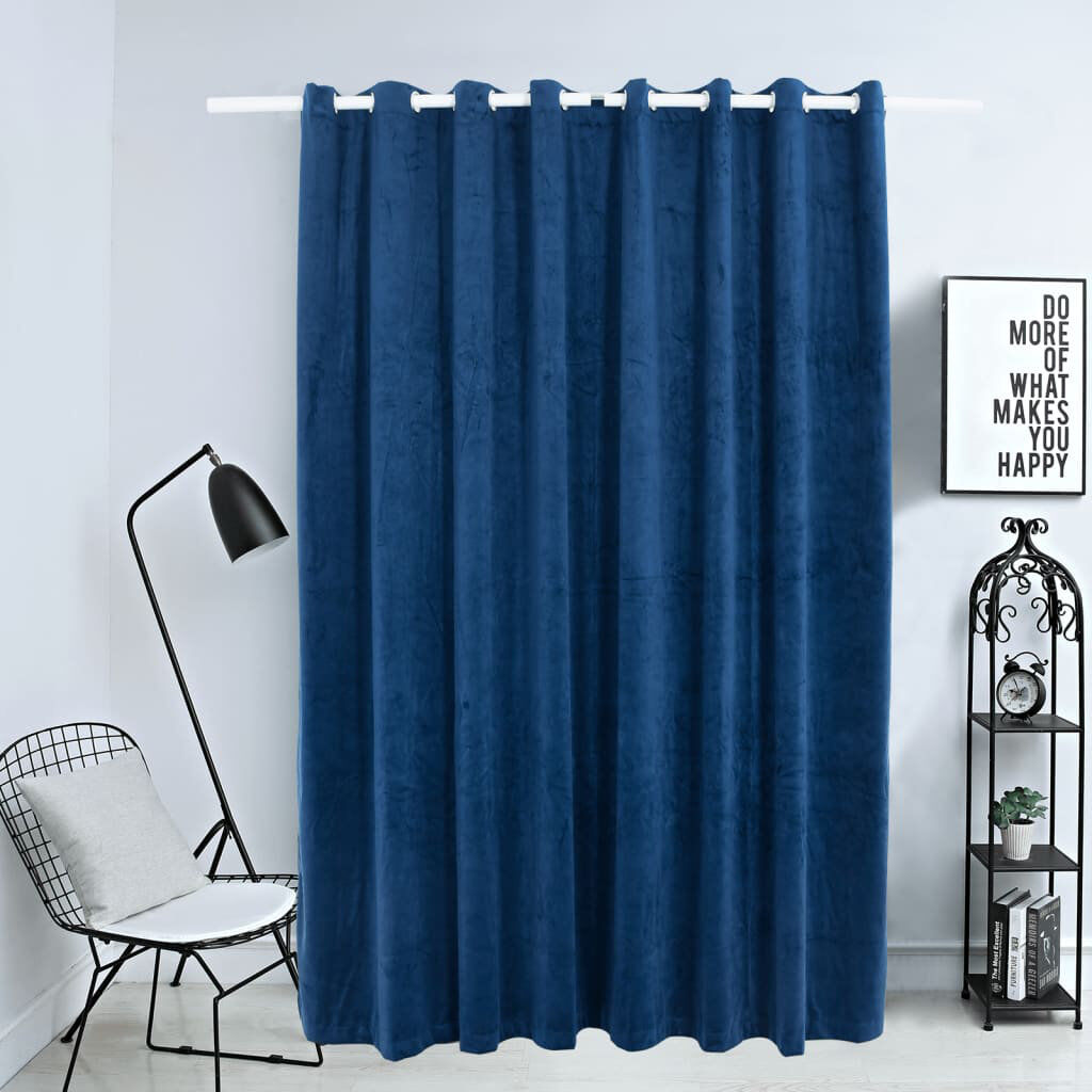 Canora Grey Ja Velvet Blackout Curtain Dark Blue 290cm W X 245cm H