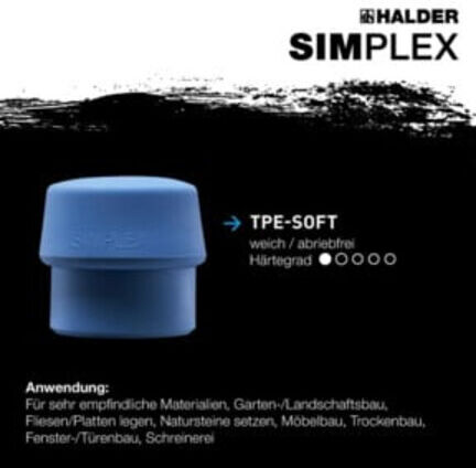 HALDER Embout en plastique TPE-soft pour maillet à frappe amortie SIMPLEX, pièce 40 mm (3201.040)