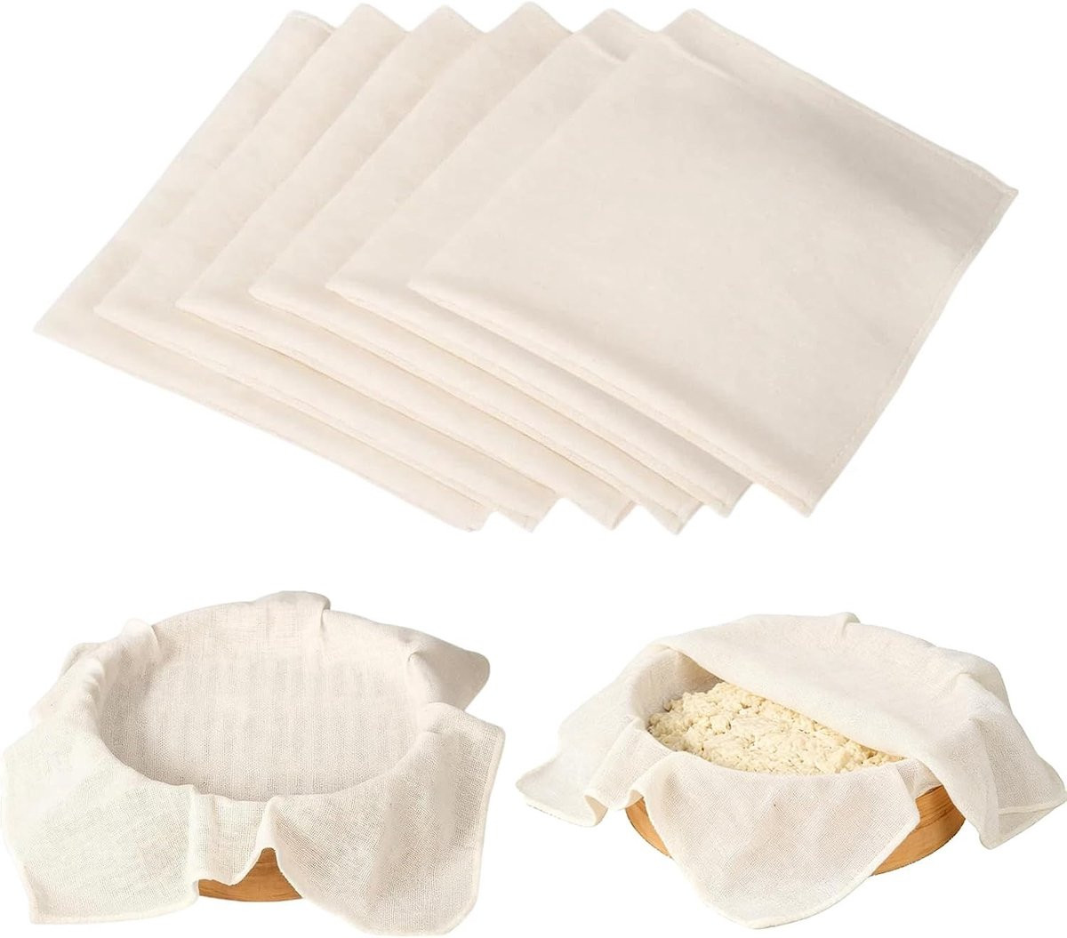 Set van 6 herbruikbare katoenen doeken voor filtreren, koken en bakken, 60 x 60 cm