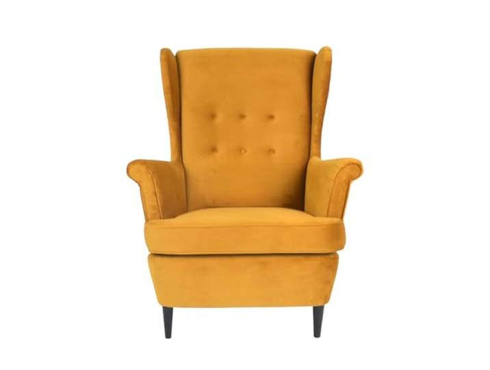 Topsit Ohrensessel Samt – Bequemer Relaxsessel im Landhaus-Stil mit Holzfüßen, Retro Polstersessel für Wohnzimmer & Leseecke, Elegant & Ergonomisch (Senfgelb)