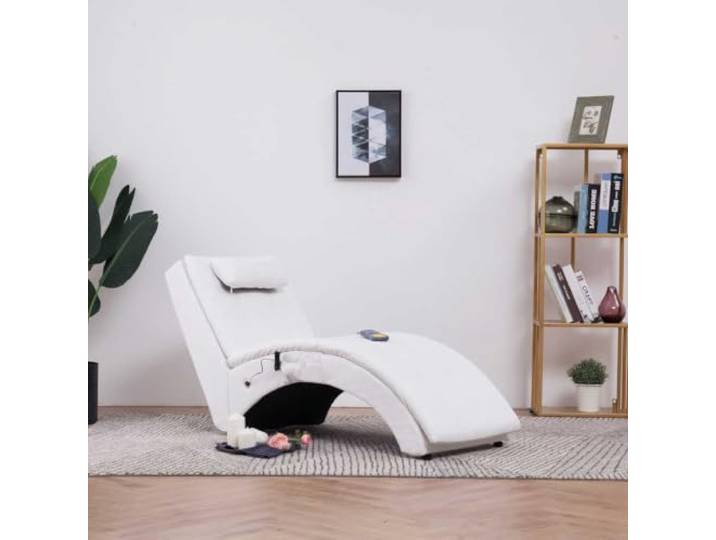 LPERTGFHU Chaiselongue Kunstleder, Massageliege mit Heizfunktion, Weiß Ergonomisches Design, Stahlbeine für Stabilität, Inklusive Fernbedienung