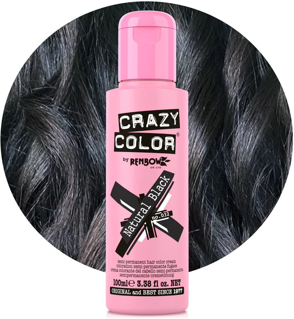 Glisten Cosmetics Natural Black (Brown-Black) - Semi-Permanent Hair Dye - Crazy Color