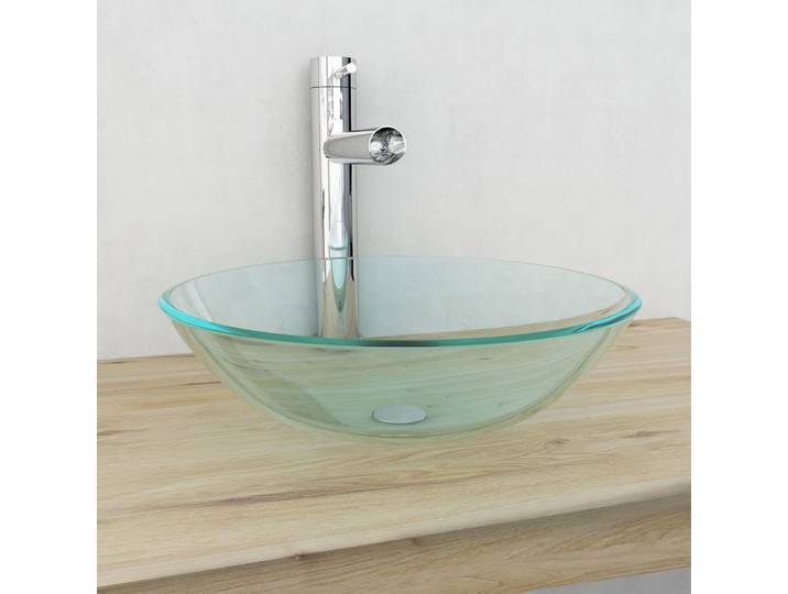 vidaXL lavabo verre trempé 42 cm transparent