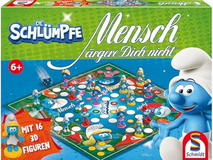 Schmidt Spiele 49455 Mensch ärgere Dich Nicht, De Smurfen, Familiespel