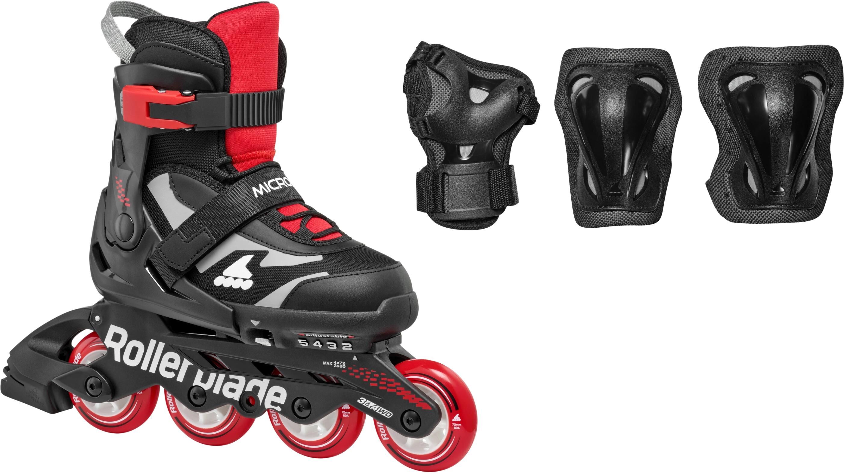 Inlineskates ROLLERBLADE "Microblade Combo 33-36.5", schwarz (rot, schwarz), Inlineskates_Rollschuhe, Kinder, (bis ), Inlineskates rot, schwarz (bis )