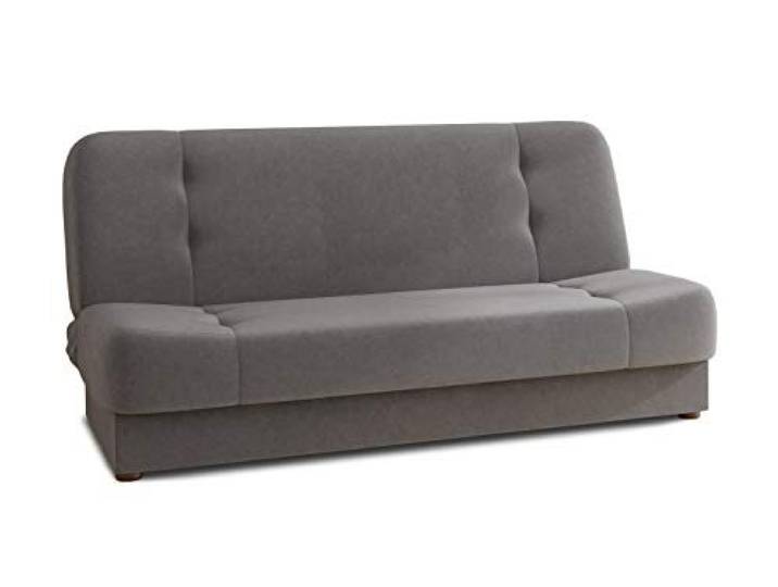 Sofnet - Schlafsofa Sena mit Bettkasten (Grau, Manila 16) Schlafsofa mit Bettkasten, Veloursstoff, Bettfunktion, Couch, Bettsofa, Sofagarnitur, Polstersofa