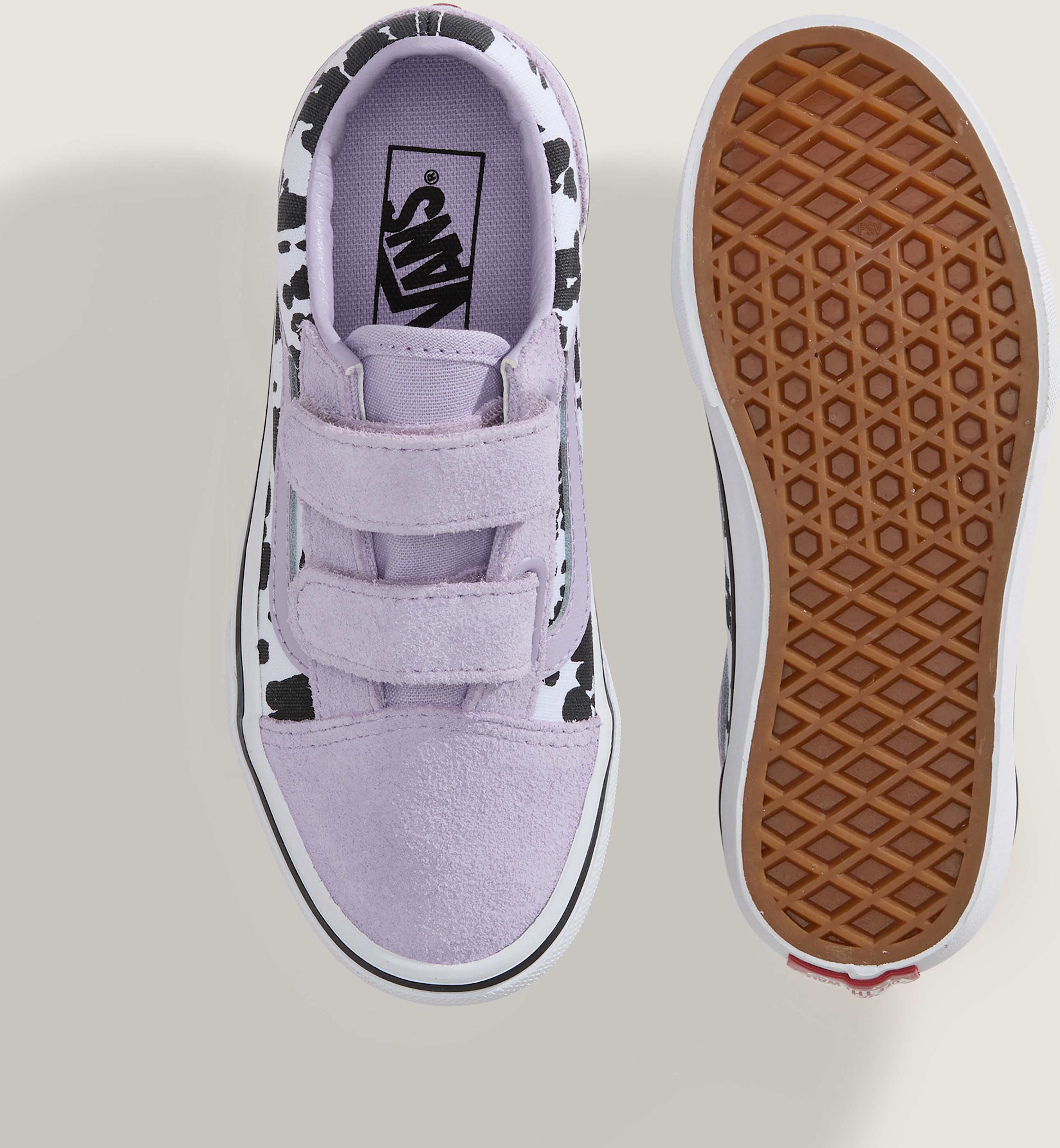 Sneaker VANS "Old Skool V", Jungen, Gr. 33, lila (grg, cow soft lila), Leder, Schuhe Sneaker, für Kinder und Jugendliche grg, cow soft lila 33
